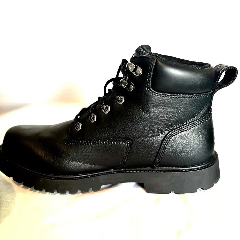 Brahma Men’s Size 10 Black Work Boots Slip Oil Resistant Lace Up Lightweight